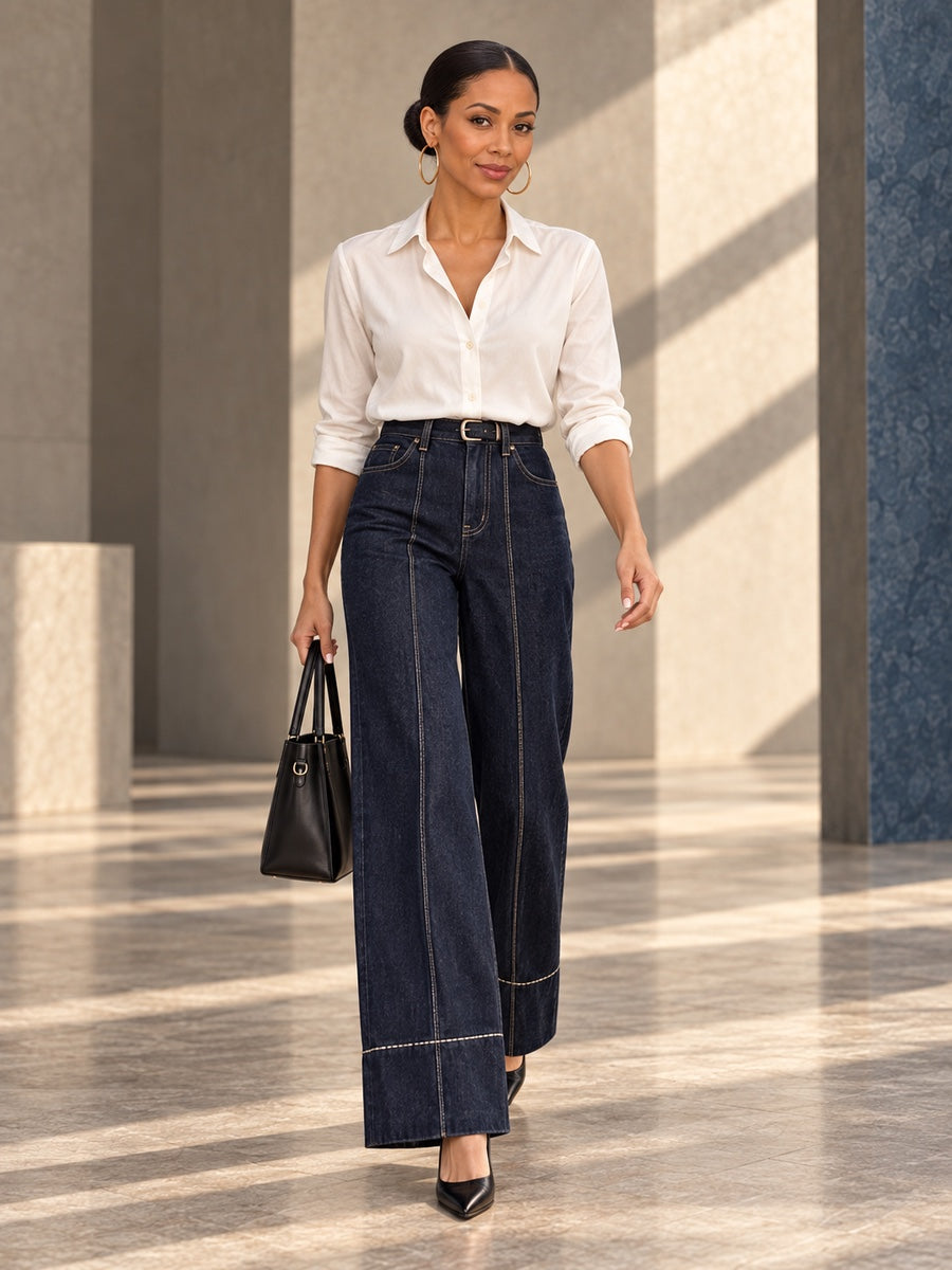 High Waisted Wide Leg Pockets Jean Pants Bottoms - 192374_CF_F1_v20261008