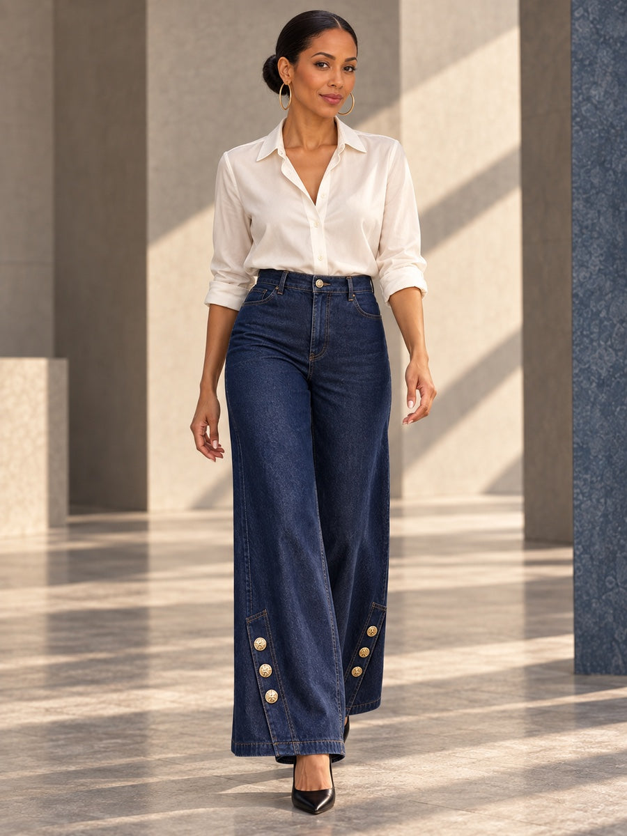 Wide Leg Buttoned Pockets Split-Joint Jean Pants Bottoms - 210434_CF_F1_v20261008