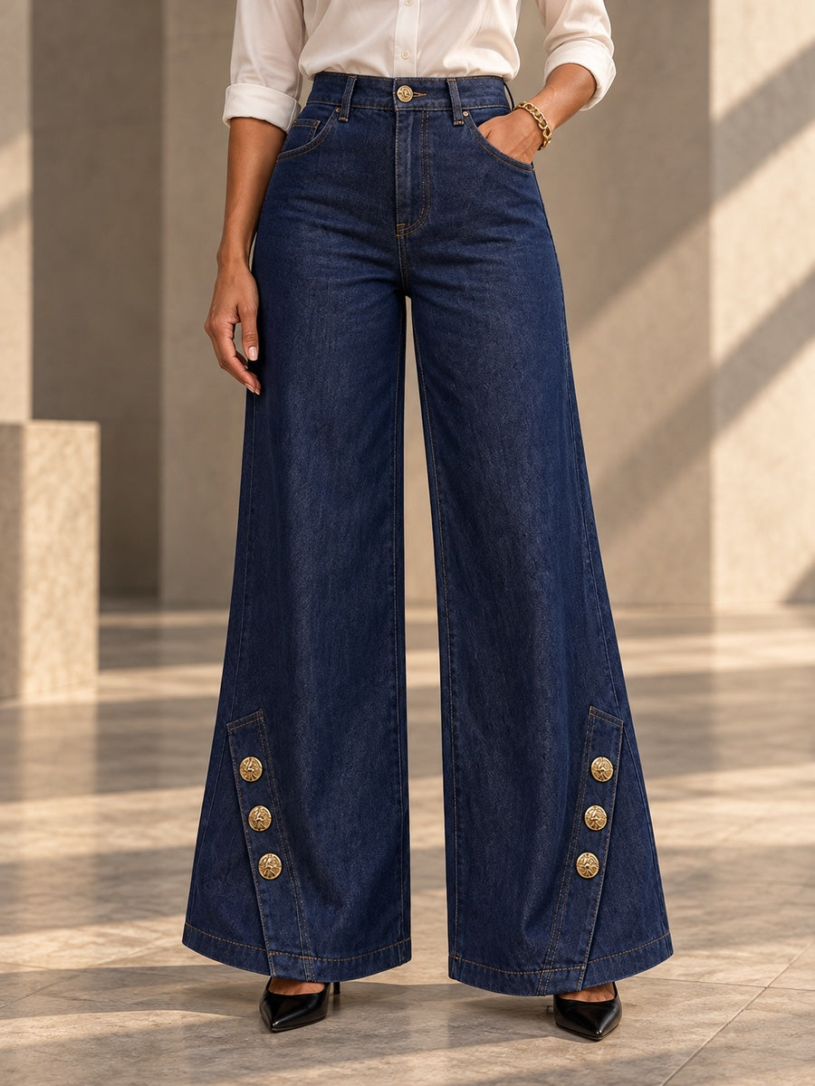 Wide Leg Buttoned Pockets Split-Joint Jean Pants Bottoms - 210434_LOWER_v20261008