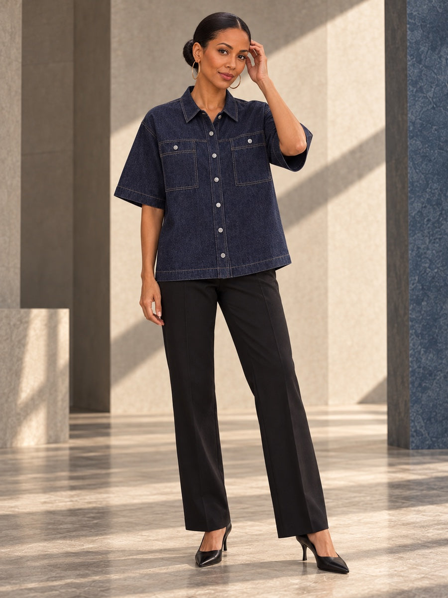 Half Sleeves Loose Buttoned Lapel Blouses&Shirts Tops - 181612_CF_F2_v20261008