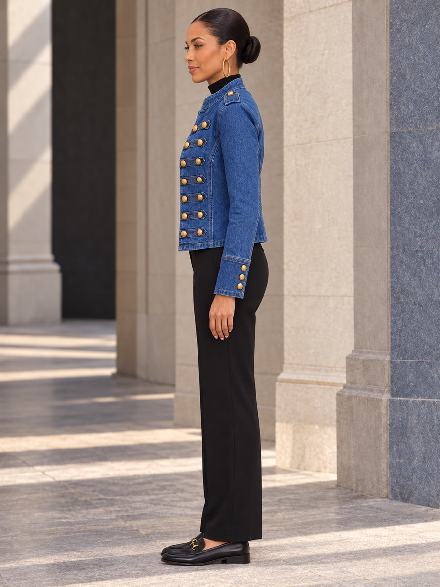 Long Sleeves Loose Buttoned Solid Color Split-Joint Mock Neck Outerwear - 211005_S1_v01