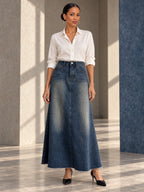 A-line High Waisted Fringed Gradient Split-Joint Long Skirts Skirts - 131781_OL_F1_v20261008