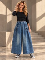 High Waisted Loose Elasticity Pleated Pockets Jean Pants Bottoms - 174442_CF_F2_v20261008
