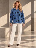 High-Low Irregularity Buttoned Contrast Color Pockets Polka-Dot Split-Joint Split-Side Stand Collar Blouses&Shirts Tops - 201952_OL_F1_v20261008