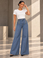 High Waisted Loose Buttoned Split-Joint Jean Pants Bottoms - 181060_CF_F2_v20261008