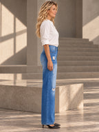 High Waisted Wide Leg Buttoned Hollow Pockets Split-Joint Jean Pants Bottoms - 207499_S1_v20261008