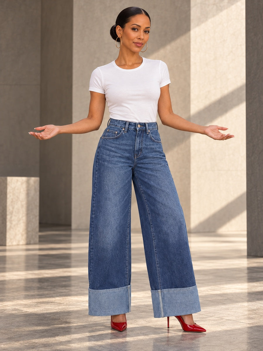 Column Loose Buttoned Solid Color Zipper Jean Pants Bottoms Trousers - 182712_CF_F3_v20261008