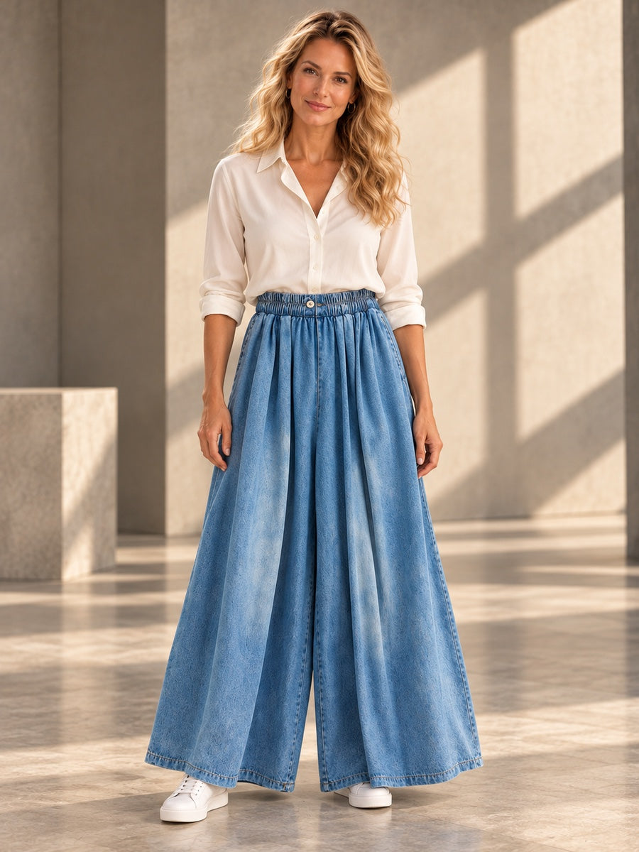 Loose Wide Leg Elasticity Solid Color Jean Pants Bottoms - 103846_OL_F1_v20261008