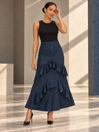 Bodycon High Waisted Ruffled Solid Color Split-Joint Skirts Bottoms - 194357_CF_F2_v20261008