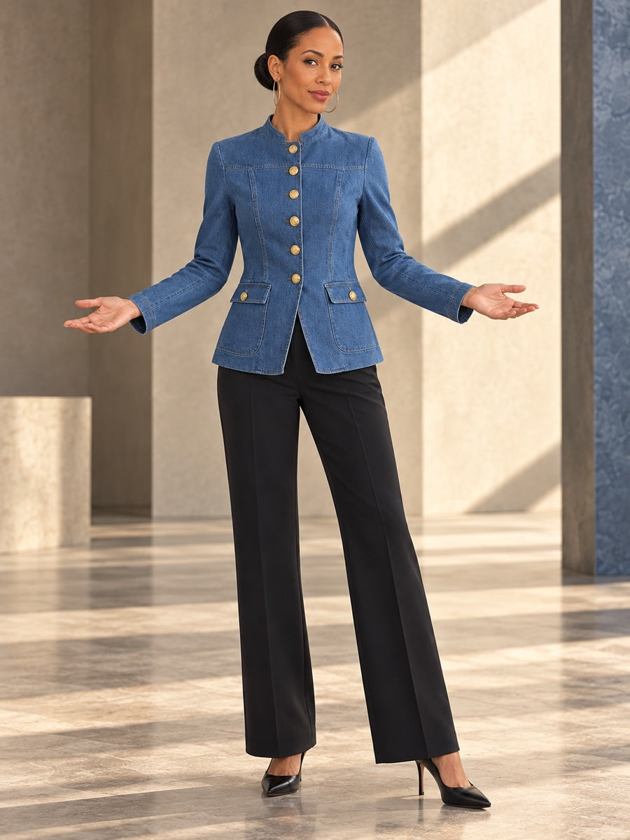 Long Sleeves Buttoned Pockets Solid Color Stand Collar Outerwear - 194229_CF_F3_v20261008