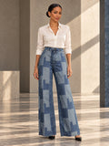 Loose Wide Leg Buttoned Plaid Pockets Split-Joint Jean Pants Bottoms - 170568_OL_F1_v20261008