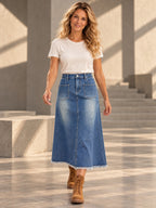 A-Line Loose Buttoned Elasticity Fringed Pockets Split-Joint Skirts Bottoms - 160961_CF_F1_v20261008