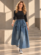 High Waisted Loose Elasticity Pleated Pockets Jean Pants Bottoms - 174442_CF_F1_v20261008