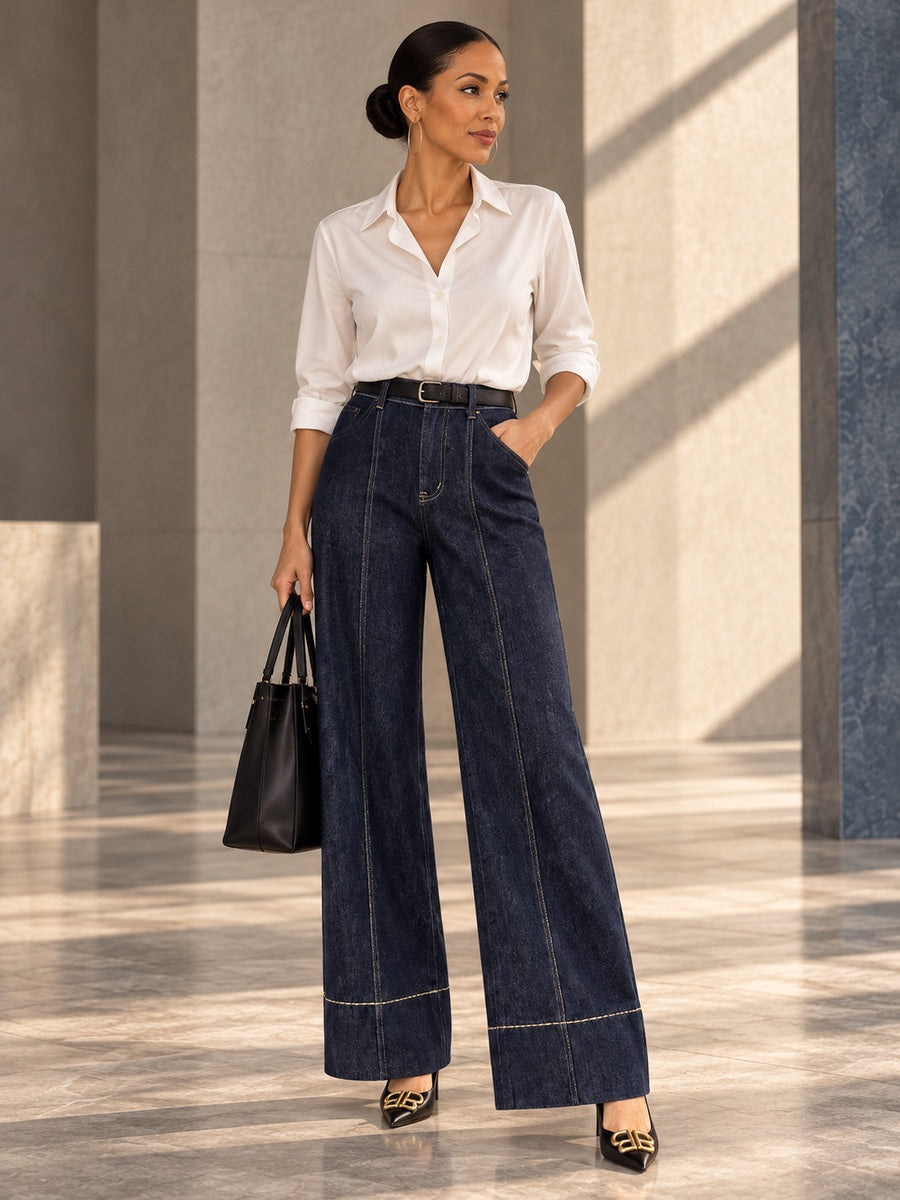High Waisted Wide Leg Pockets Jean Pants Bottoms - 192374_OL_F3_v20261008
