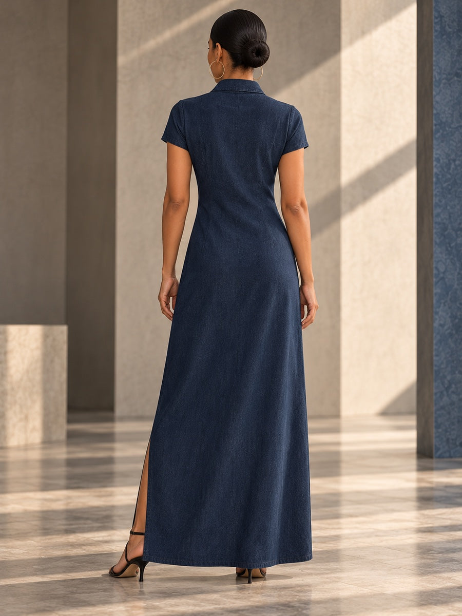High Waisted Plus Size Buttoned Pockets Split-Side Lapel Maxi Dresses - 125517_B1_v20261008