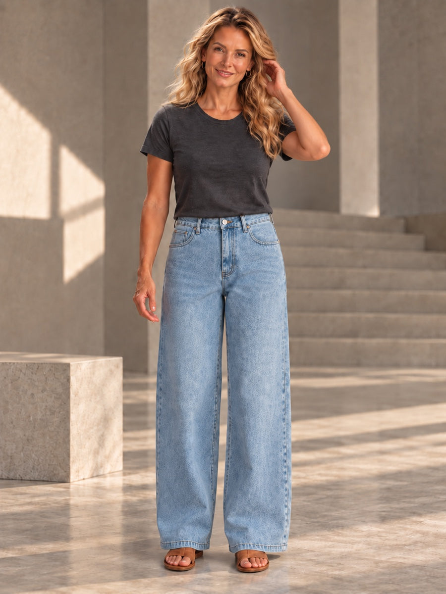 High Waisted Pockets Solid Color Jean Pants Bottoms Trousers - 209467_F2_v01