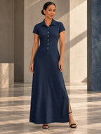 High Waisted Plus Size Buttoned Pockets Split-Side Lapel Maxi Dresses - 125517_OL_F1_v20261008