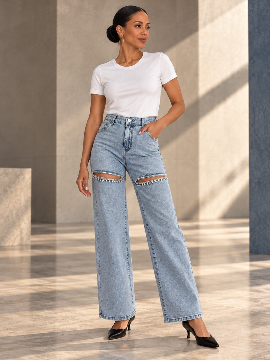 High Waisted Straight Leg Ripped Split-Joint Jean Pants Bottoms - 179965_OL_F3_v20261008
