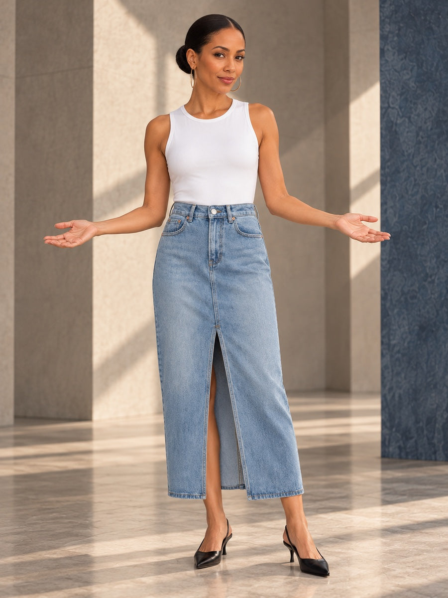 High Waisted Skinny Split-Front Skirts Bottoms - 131080_CF_F3_v20261008