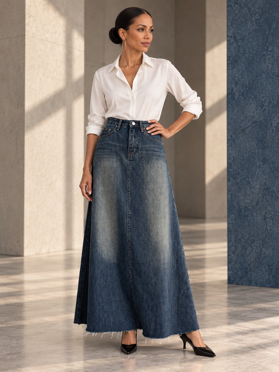 A-line High Waisted Fringed Gradient Split-Joint Long Skirts Skirts - 131781_OL_F3_v20261008