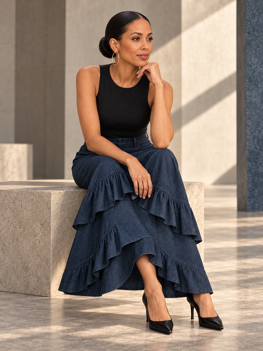 Bodycon High Waisted Ruffled Solid Color Split-Joint Skirts Bottoms - 194357_OL_F2_v20261008