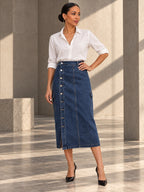 Loose Buttoned Pockets Split-front Long Skirts Skirts Bottoms - 140934_OL_F3_v20261008