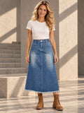 A-Line Loose Buttoned Elasticity Fringed Pockets Split-Joint Skirts Bottoms - 160961_OL_F1_v20261008