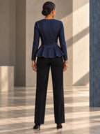 Long Sleeves Skinny Buttoned Ruffle Trim Split-Joint Round-neck Blouses&shirts Tops - 210433_B1_v20261008