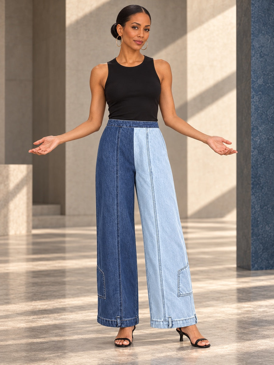 Loose Wide Leg Contrast Color Pockets Jean Pants Bottoms - 204819_CF_F3_v20261008