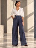 High Waisted Loose Pleated Split-Joint Jean Pants Bottoms - 183872_OL_F1_v20261008