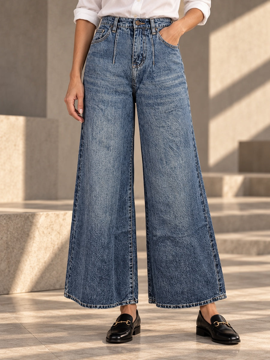 Loose Wide Leg Buttoned Fringed Pockets Jean Pants Bottoms - 159527_LOWER_v20261008