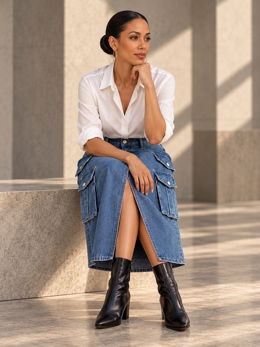 A-Line Loose Pockets Split-Front Split-Joint Denim Skirts - 125560_OL_F2_v20261008