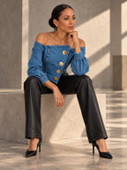 Irregularity Long Sleeves Buttoned Pleated Solid Color Split-Joint Off-The-Shoulder Blouses&Shirts Tops - 202153_OL_F2_v20261008
