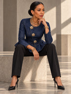 Long Sleeves Skinny Buttoned Ruffle Trim Split-Joint Round-neck Blouses&shirts Tops - 210433_OL_F2_v20261008