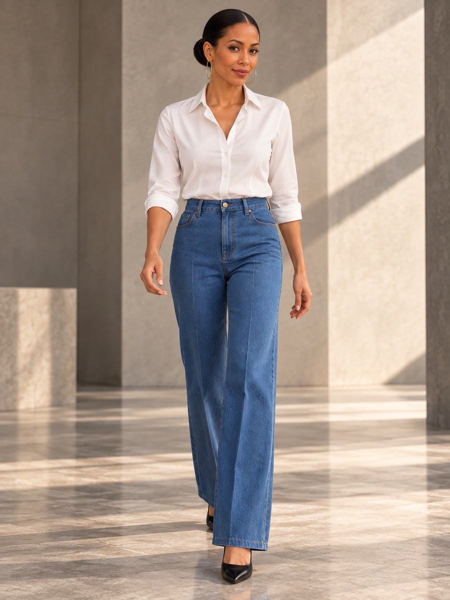High Waisted Pockets Solid Color Jean Pants Bottoms - 194228_CF_F1_v20261008
