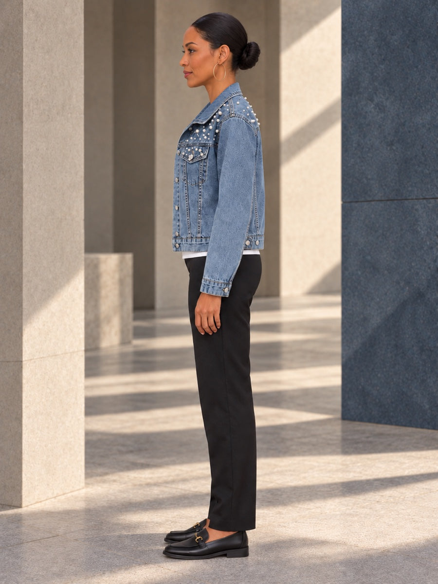 Long Sleeves Split-Joint Lapel Denim Jackets - 127145_S1_v01