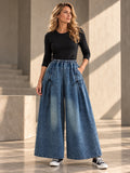 High Waisted Loose Elasticity Pleated Pockets Jean Pants Bottoms - 174442_OL_F1_v20261008