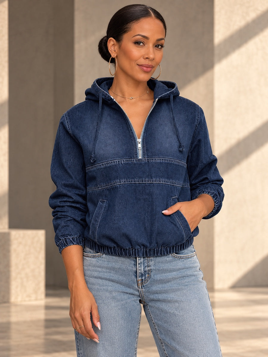 Long Sleeves Drawstring Pleated Pockets Solid Color Split-Joint Zipper Hooded Hoodies&sweatshirt Tops - 210553_UPPER_v20261008