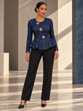Long Sleeves Skinny Buttoned Ruffle Trim Split-Joint Round-neck Blouses&shirts Tops - 210433_OL_F1_v20261008