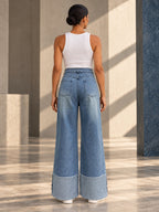 High Waisted Wide Leg Contrast Color Pockets Jean Pants Bottoms - 187827_B1_v20261008
