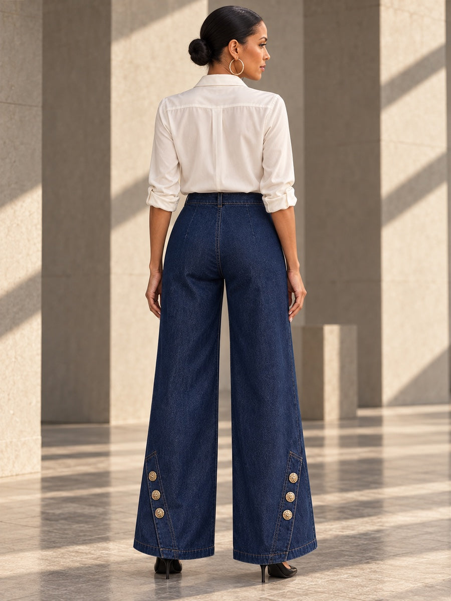Wide Leg Buttoned Pockets Split-Joint Jean Pants Bottoms - 210434_B1_v20261008