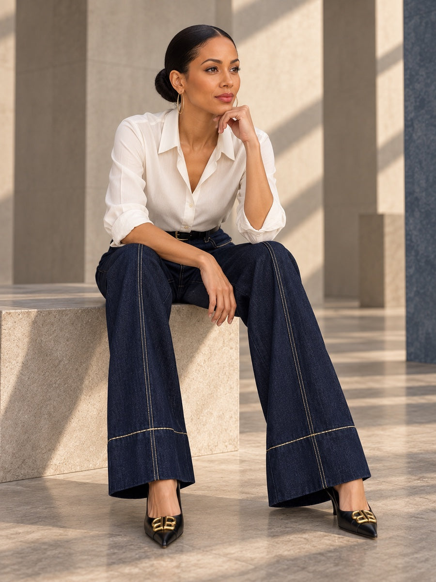 High Waisted Wide Leg Pockets Jean Pants Bottoms - 192374_OL_F2_v20261008