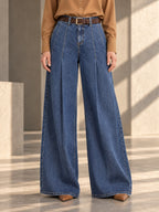 Elasticated Waist High Waisted Belted Pleated Pockets Solid Color Split-Joint Pants - 199013_LOWER_v20261008
