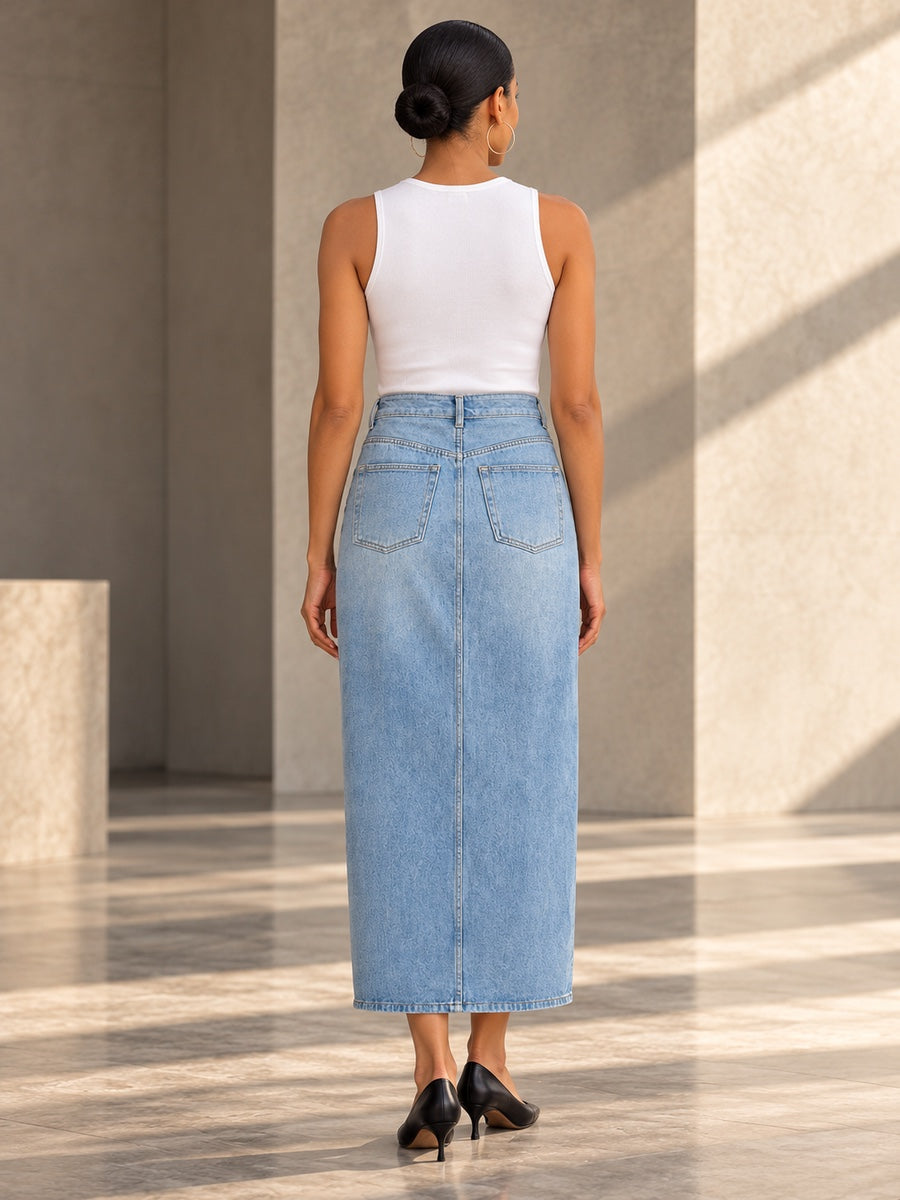 High Waisted Skinny Split-Front Skirts Bottoms - 131080_B1_v20261008