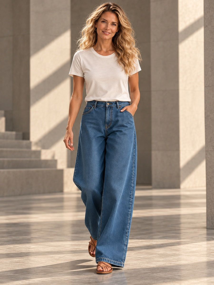 Loose Wide Leg Pockets Solid Color Jean Pants Bottoms - 202212_CF_F1_v20261008