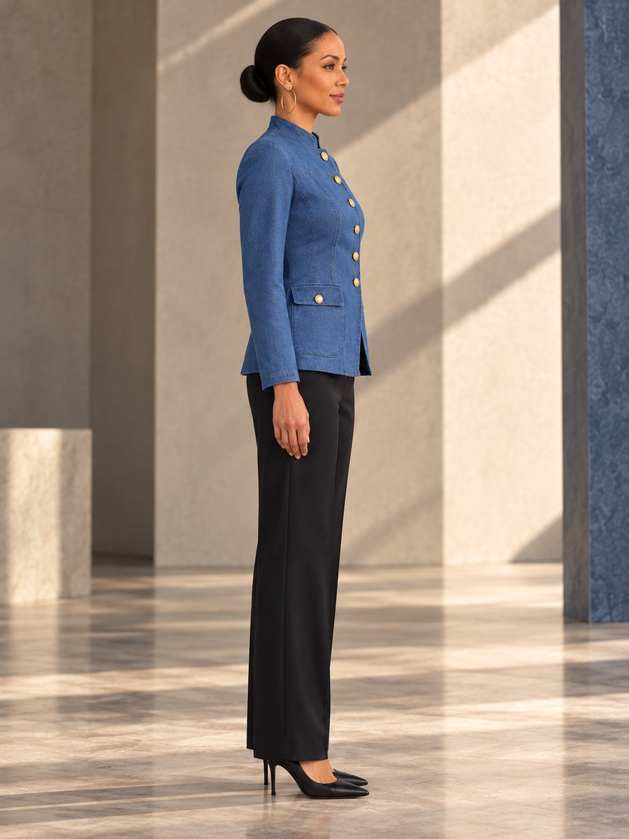 Long Sleeves Buttoned Pockets Solid Color Stand Collar Outerwear - 194229_S1_v20261008