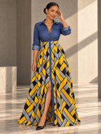 Long Sleeves Loose Buttoned Elasticity Printed Split-Joint Lapel Maxi Dresses - 127282_CF_F2_v20261008
