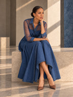 A-Line High Waisted Buttoned Pockets See-Through Solid Color Split-Joint Lapel Maxi Dresses - 203907_OL_F2_v04