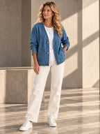Long Sleeves Plus Size Buttoned Solid Color Collarless Denim Outerwear - 209471_OL_F3_v20261008