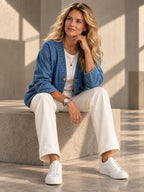 Long Sleeves Plus Size Buttoned Solid Color Collarless Denim Outerwear - 209471_OL_F2_v20261008